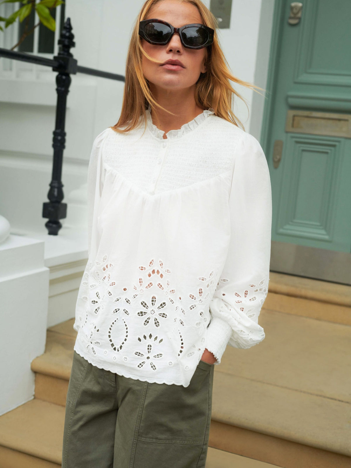 Ivory Cut-Out Broderie Blouse