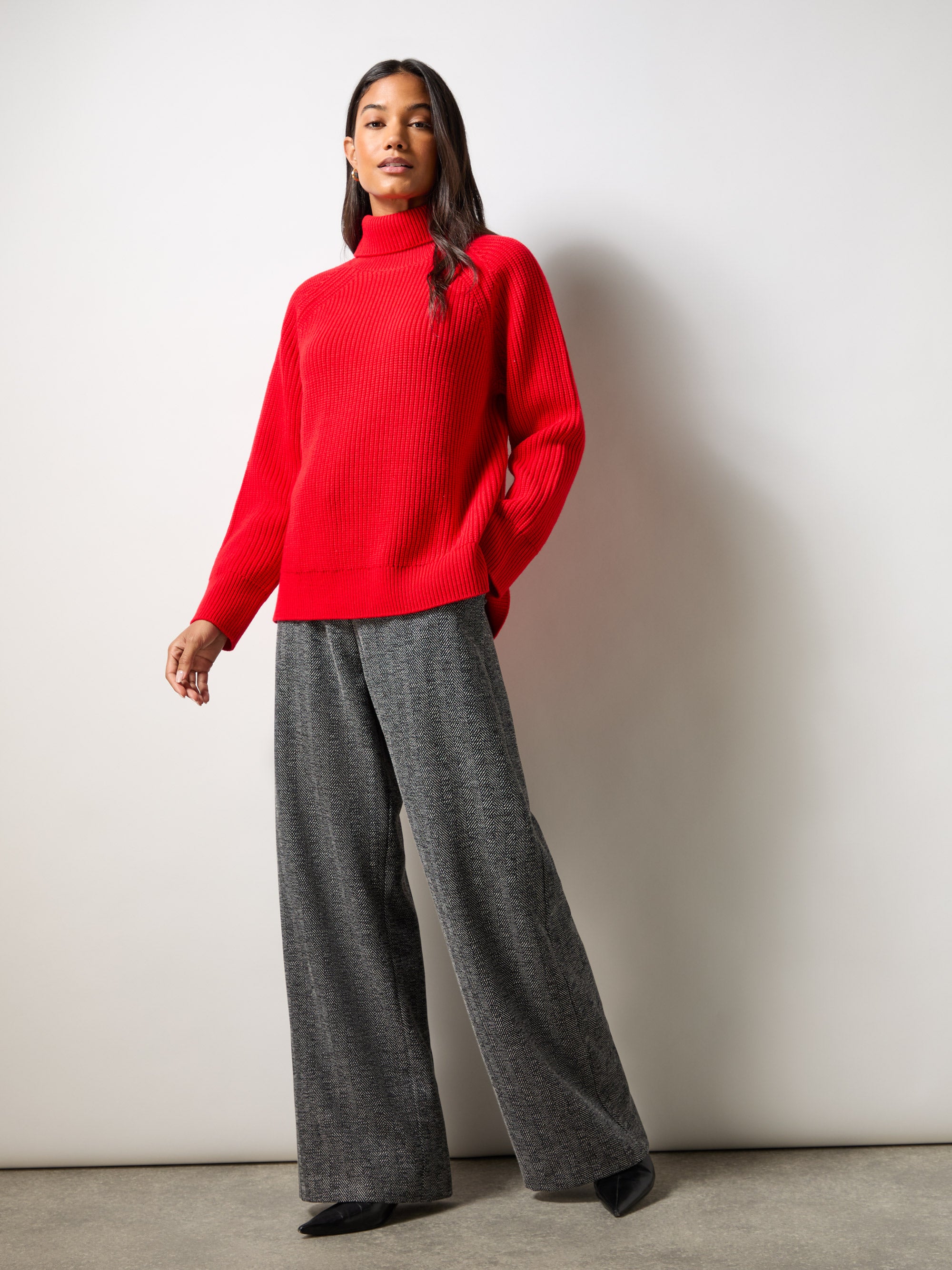 Red Ribbed High Neck Jumper – Ro&Zo