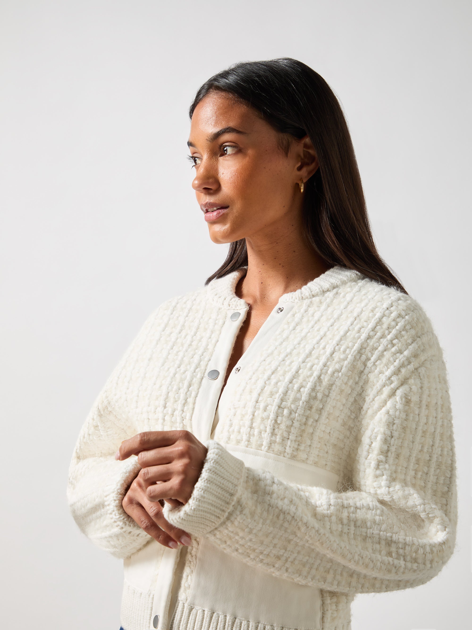 Ivory Knitted Bomber Jacket – Ro&Zo