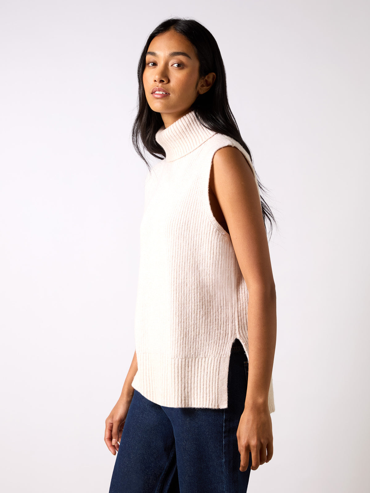 Neutral Sleeveless High Neck Jumper