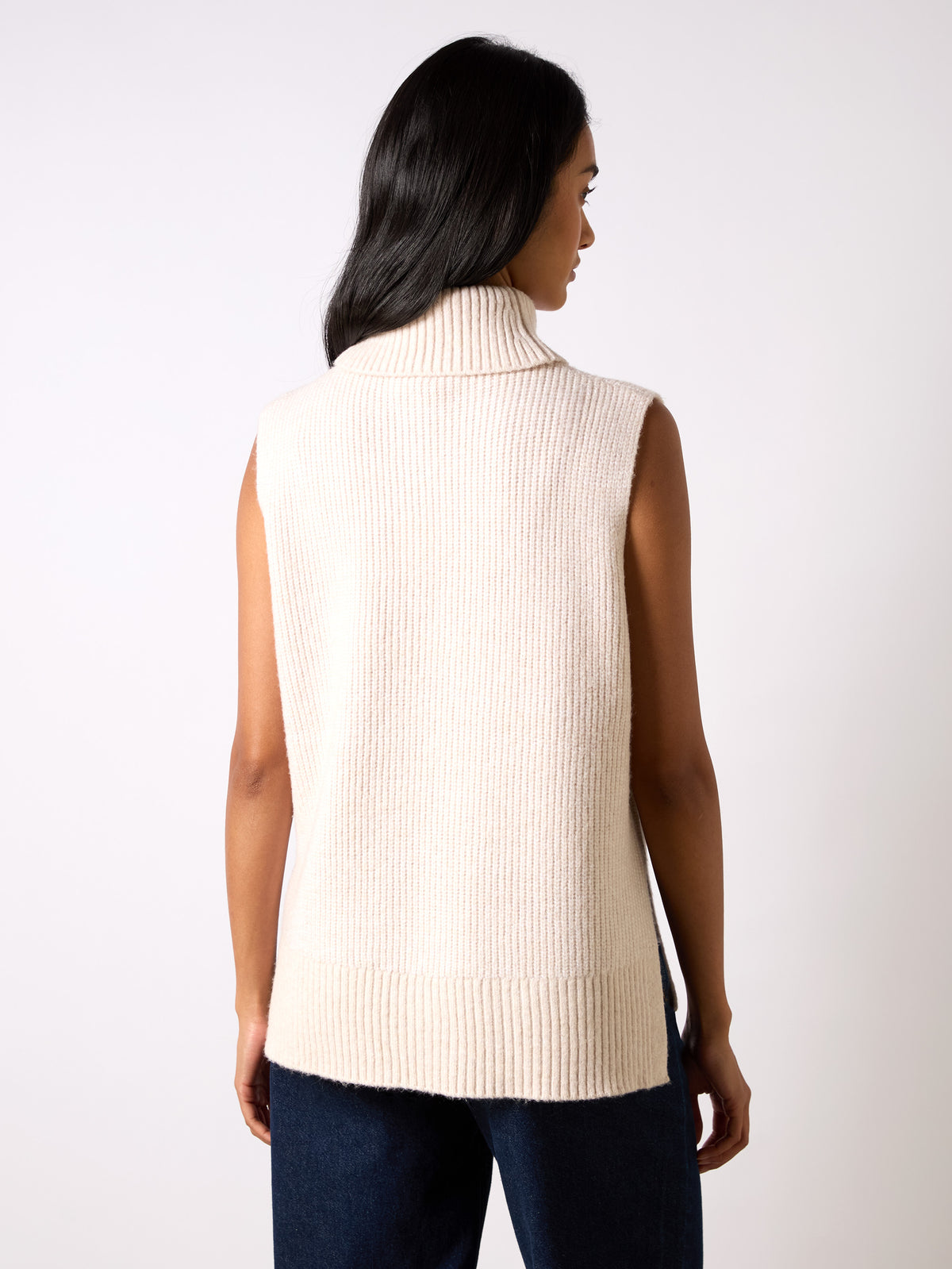 Neutral Sleeveless High Neck Jumper