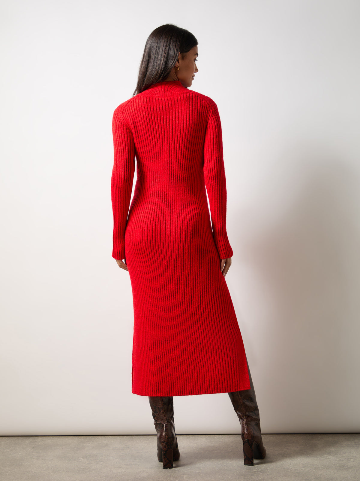 Red High Neck Jumper Dress