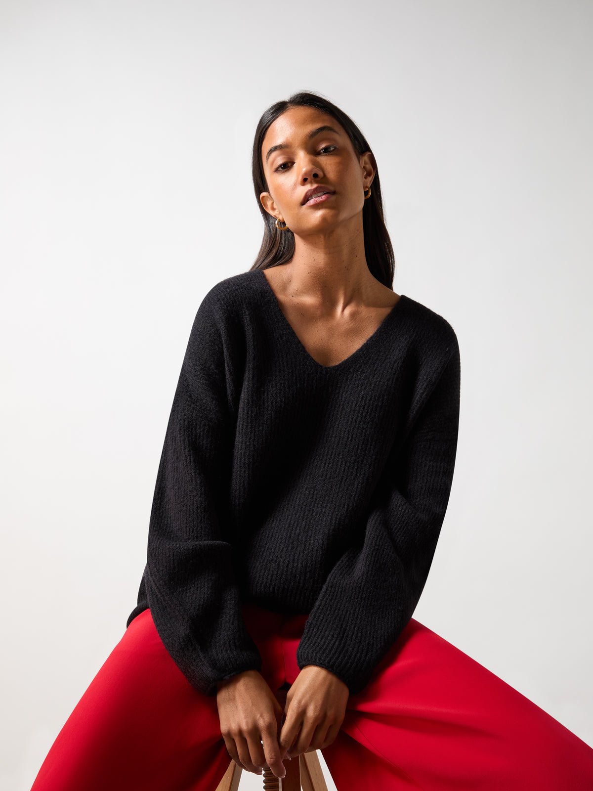 Black V-Neck Jumper