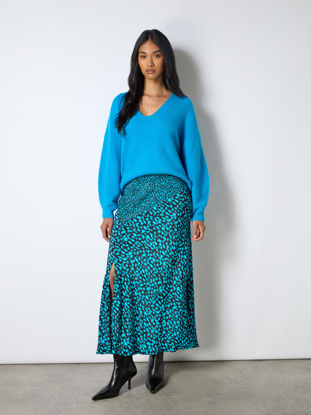 Dash Print Contrast Panel Skirt