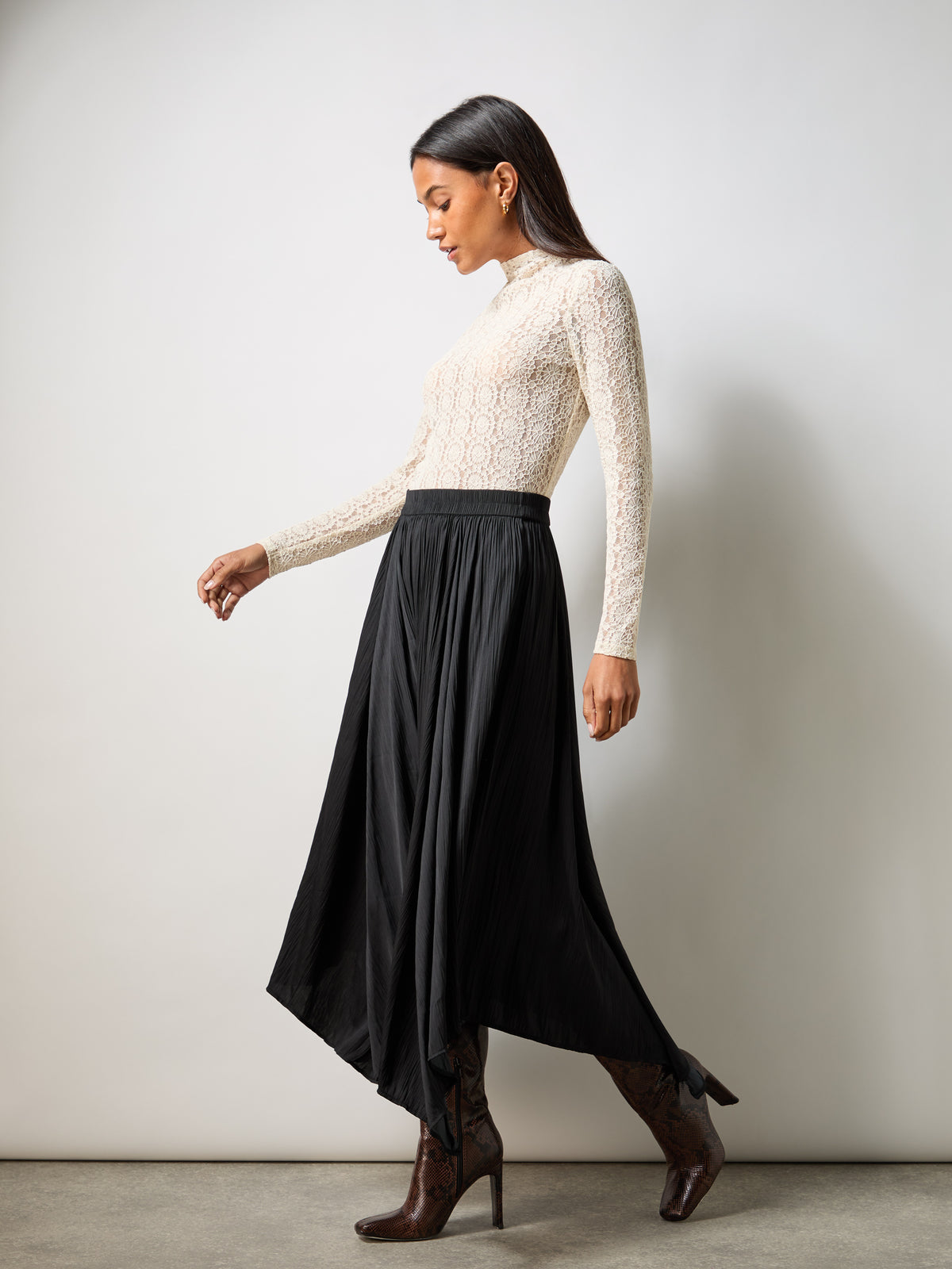 Black Plisse Full Skirt