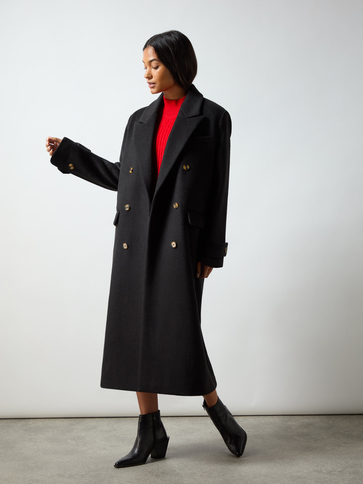 Oversized Black Double Breasted Coat