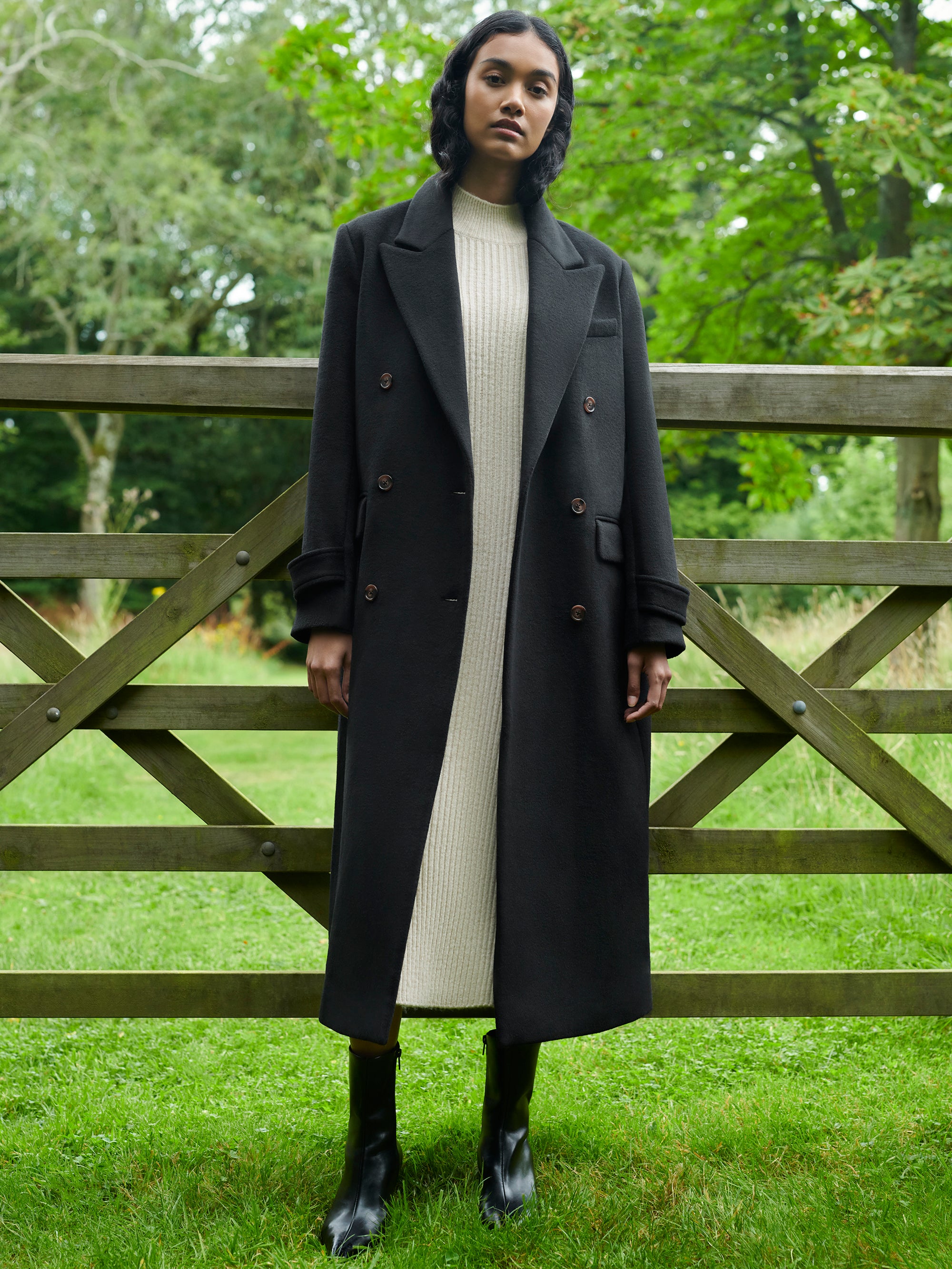 Long warm black coat best sale