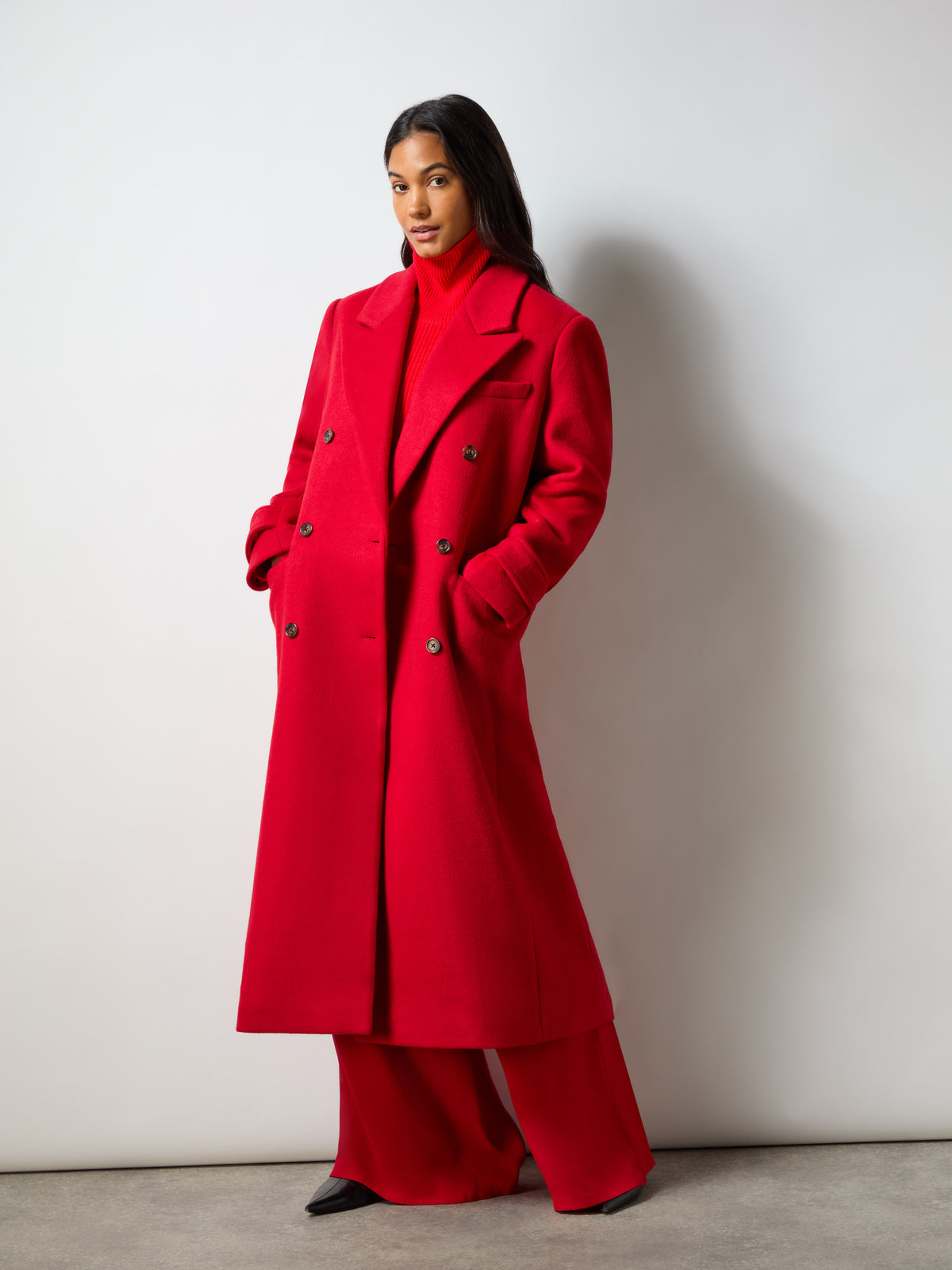 Oversized Red Double Breasted Coat