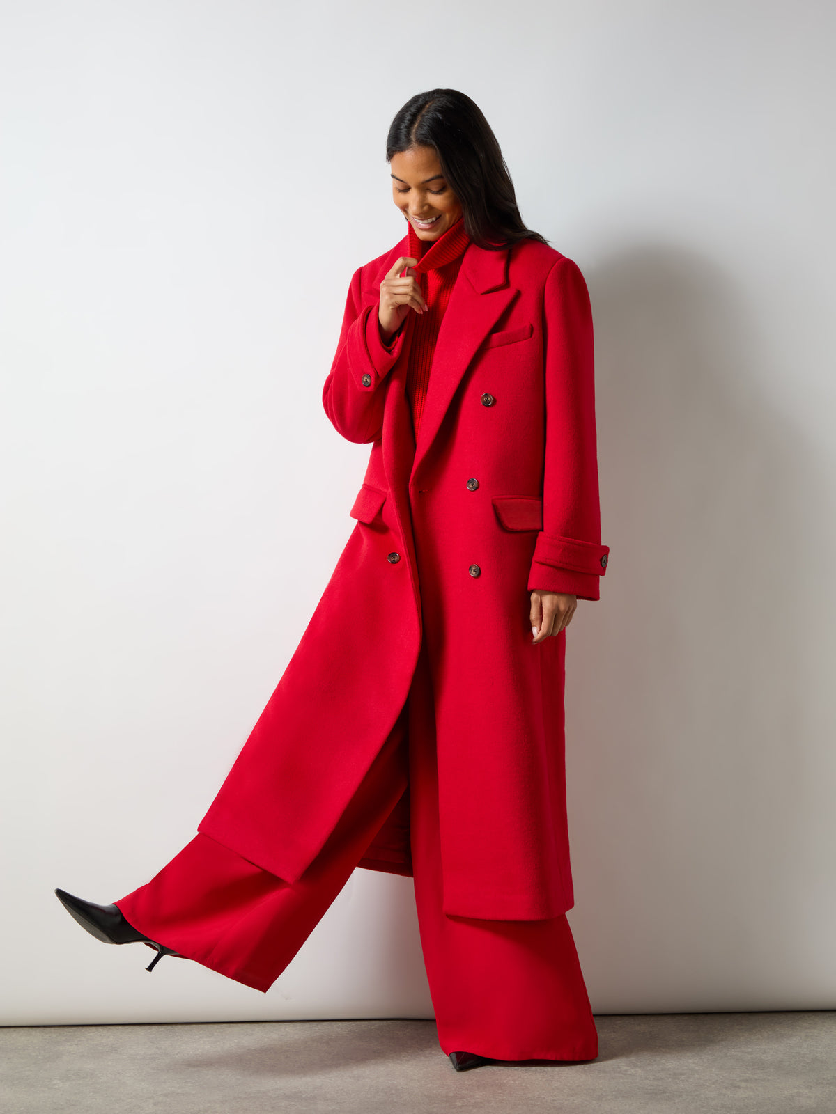 Oversized Red Double Breasted Coat