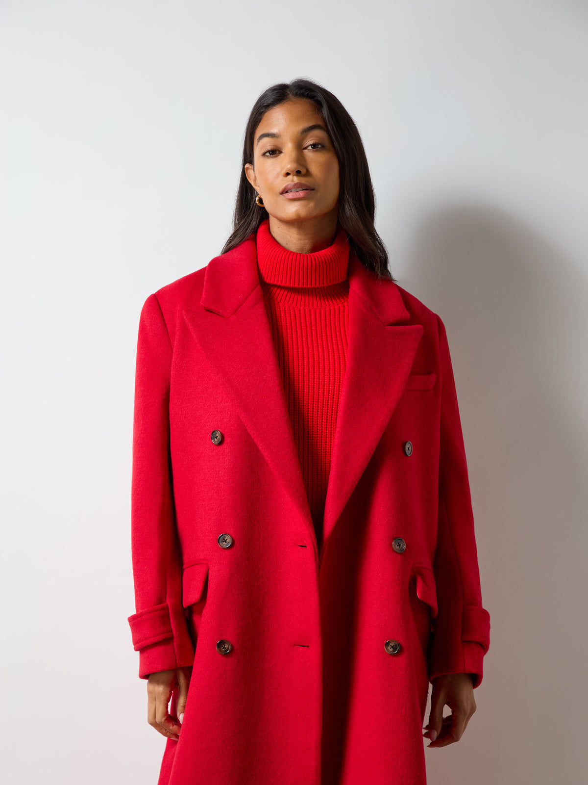 Oversized Red Double Breasted Coat