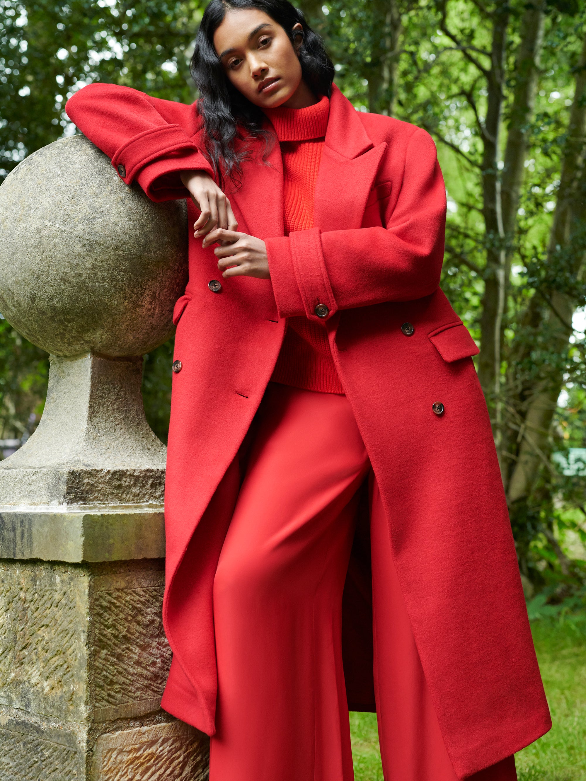 Oversized Red Double Breasted Coat Ro Zo