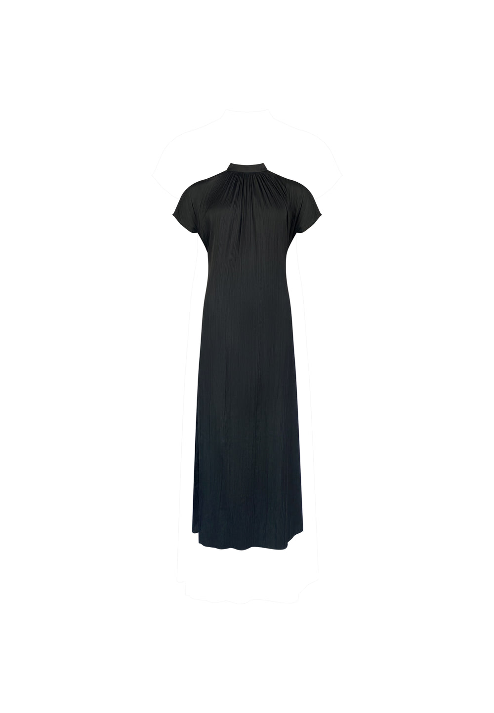 Black High Neck Plisse Dress Ro&Zo Black High Neck Plisse Dress Ro&Zo