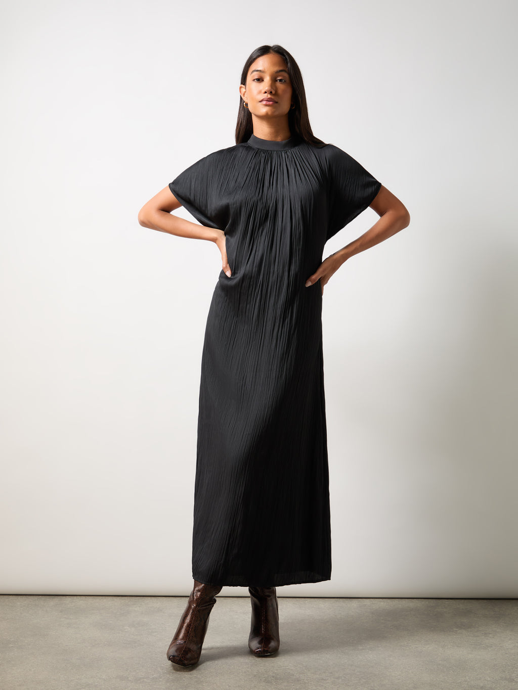 High Neck Plisse Dress
