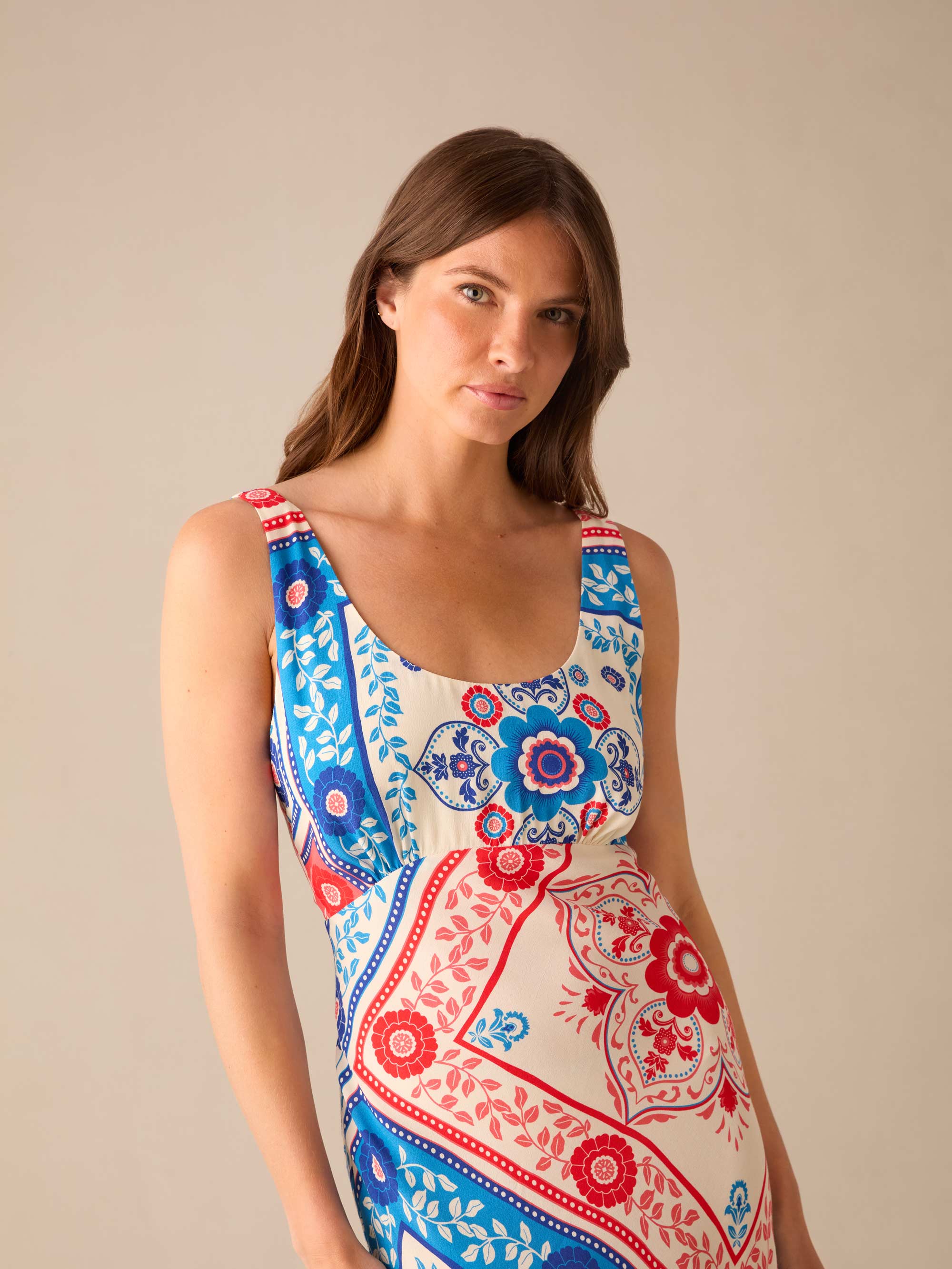 Petite Multi Tile Scoop Neck Cami Midi Dress – Ro&Zo