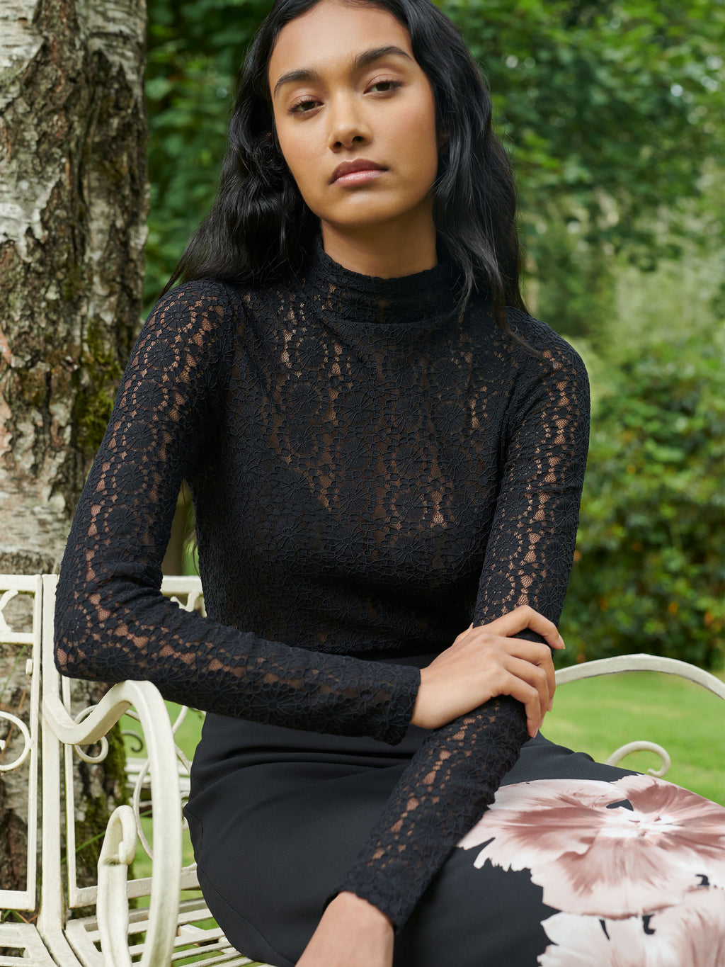 Lace High Neck Top