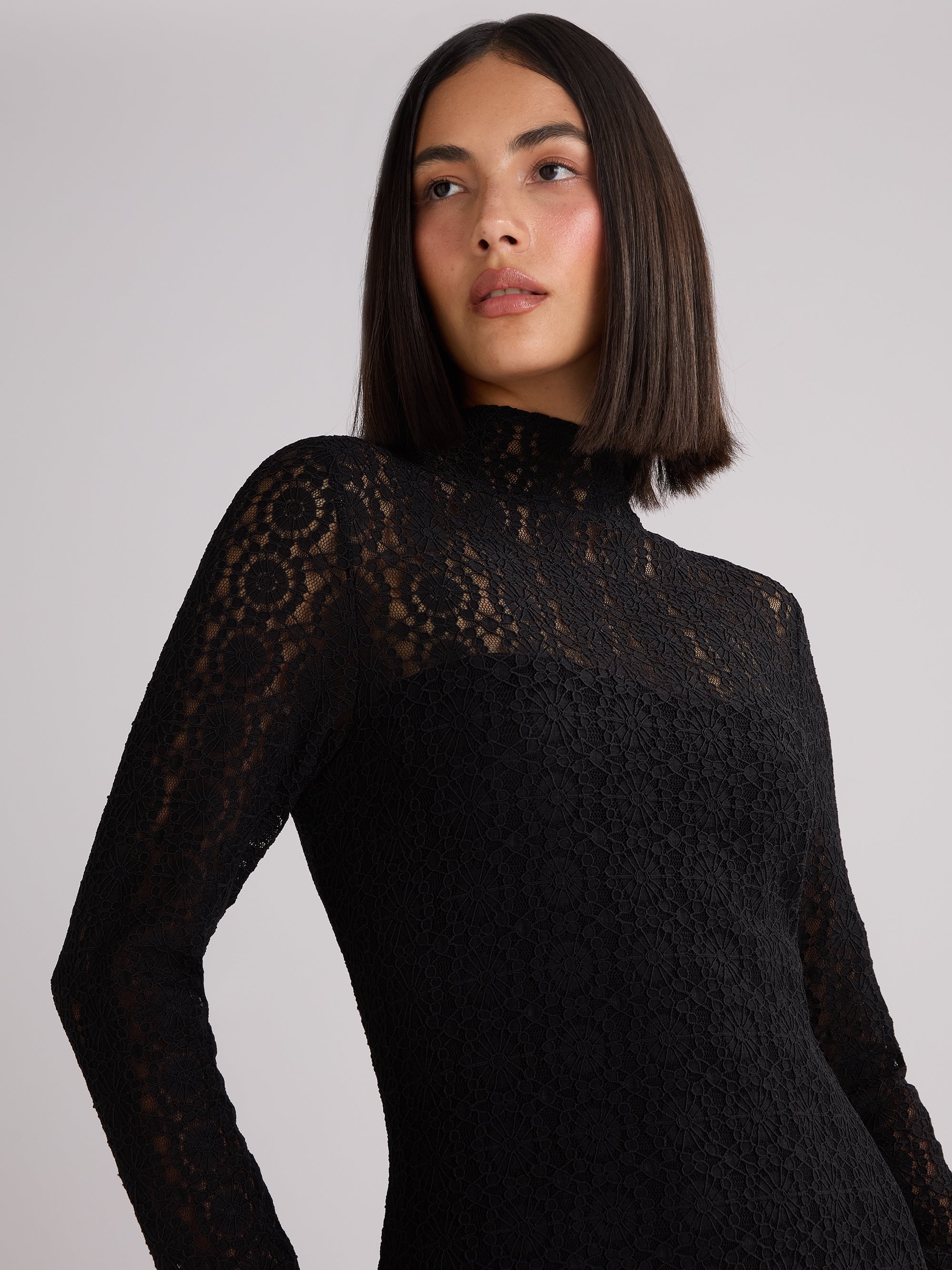 Black lace high neck hotsell