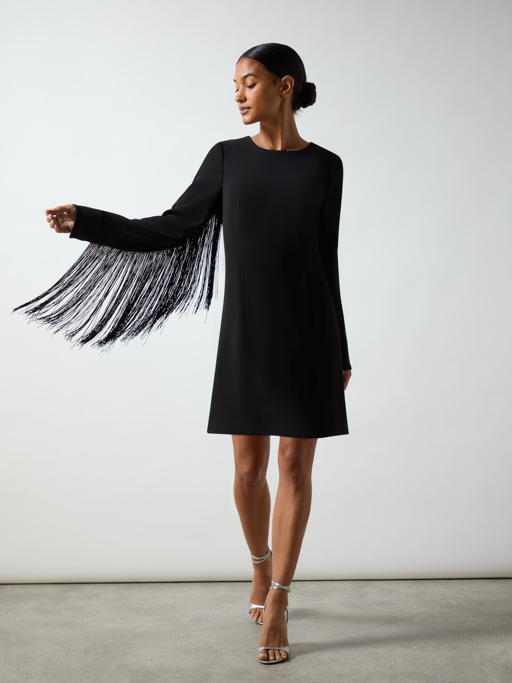 Carolina Black Mini Fringe Dress Ro Zo