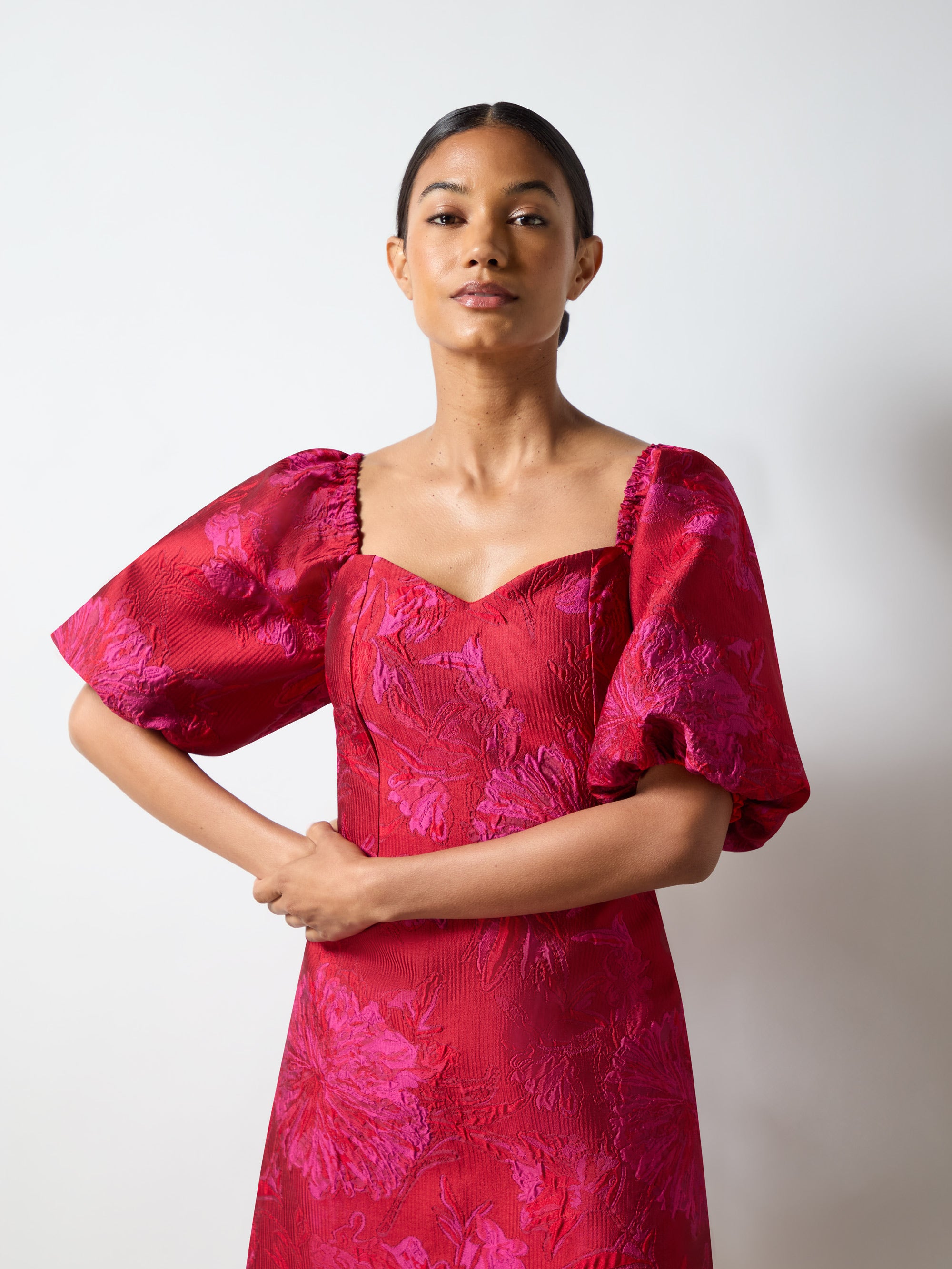 Lola Pink Jacquard Puff Sleeve Mini Dress – Ro&Zo Lola Pink Jacquard Puff Sleeve Mini Dress – Ro&Zo