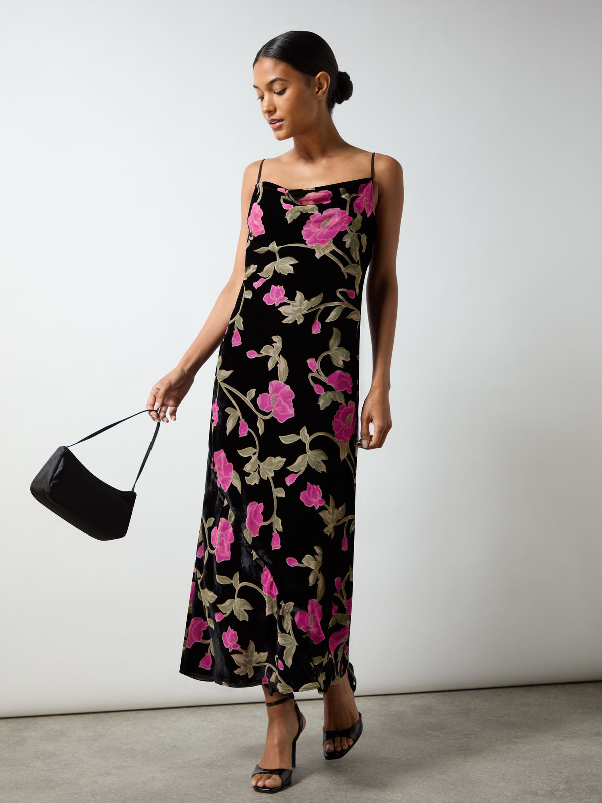 Matilda Pink Floral Velvet Burnout Maxi Dress