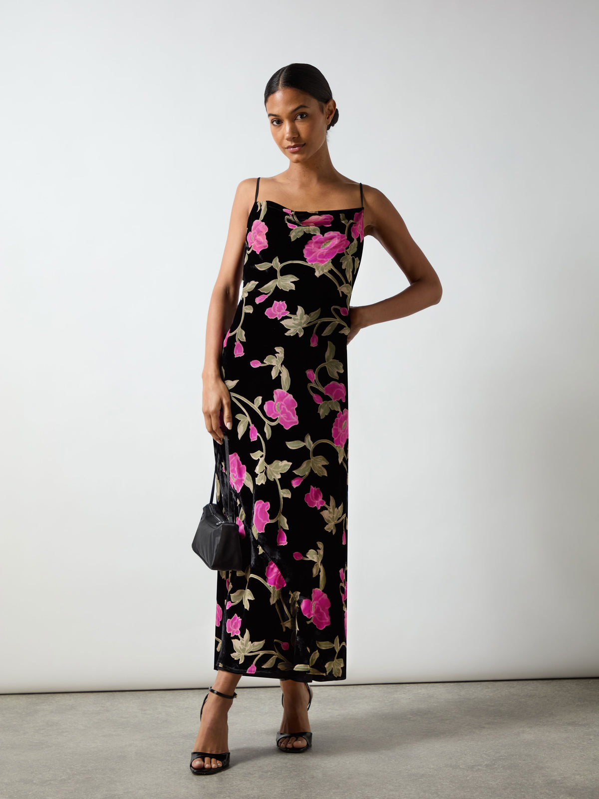 Matilda Pink Floral Velvet Burnout Maxi Dress