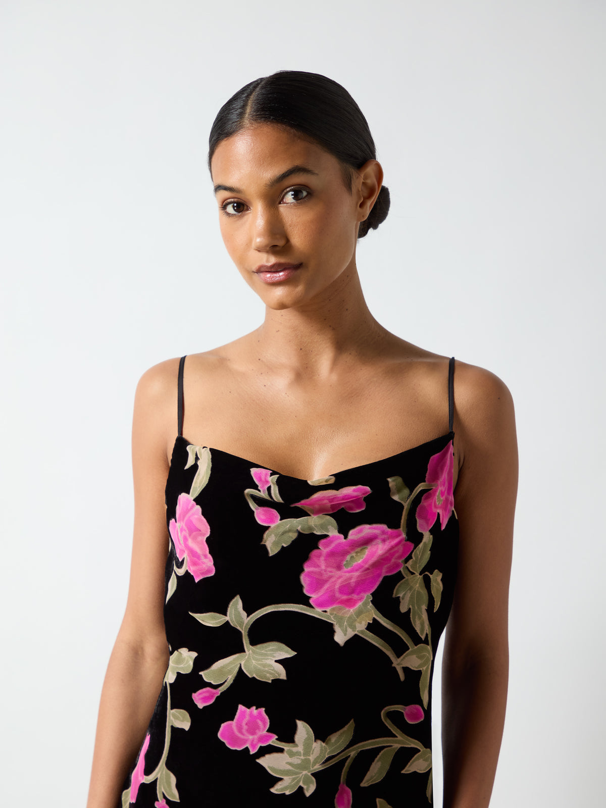 Matilda Pink Floral Velvet Burnout Maxi Dress