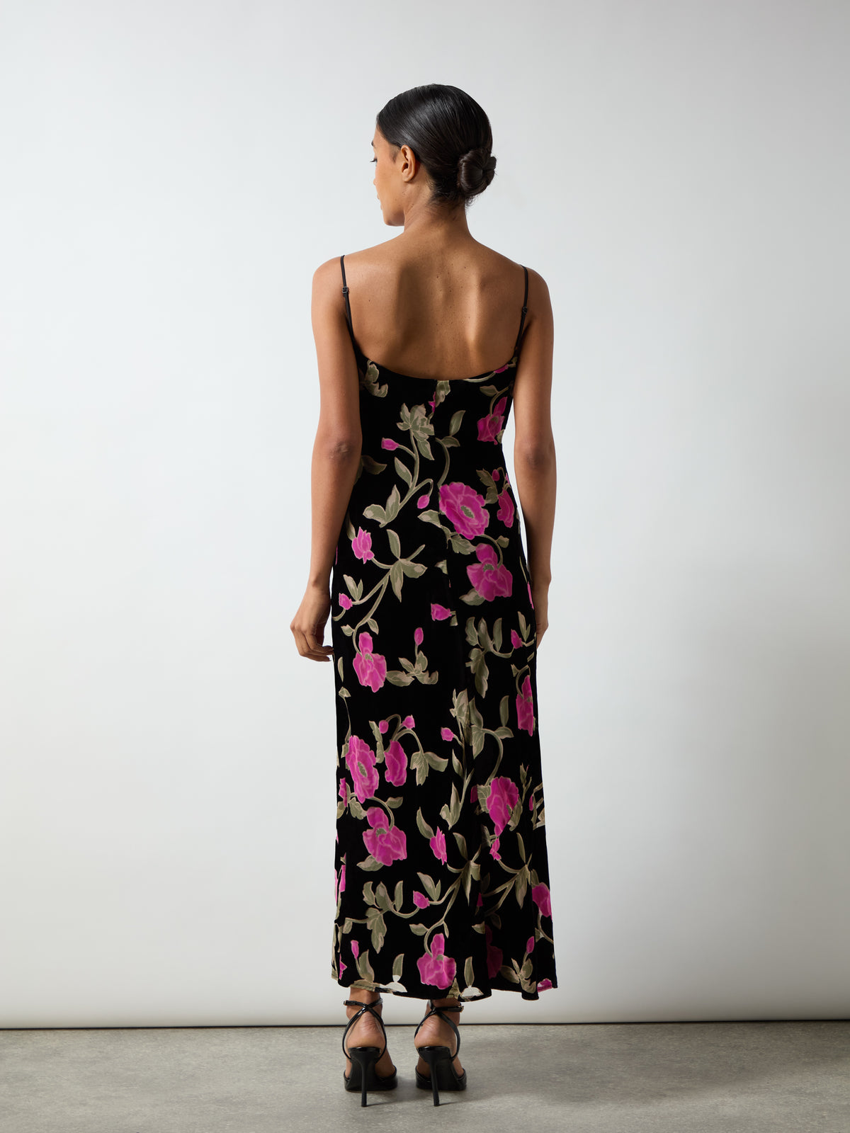 Matilda Pink Floral Velvet Burnout Maxi Dress