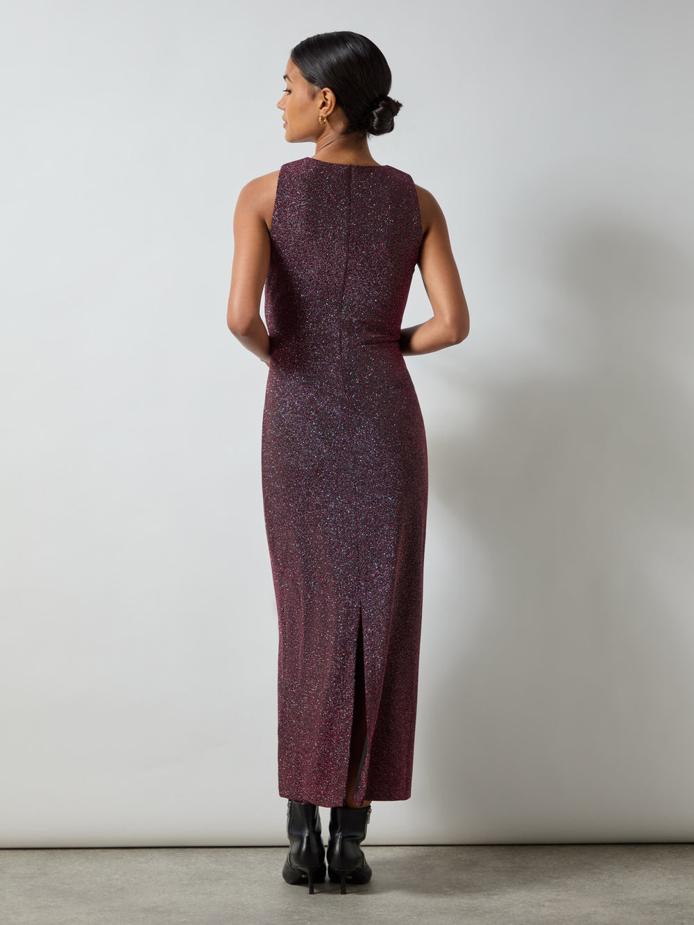 Petite Gabriela Burgundy Super Sparkle Column Midi Dress – Ro&Zo