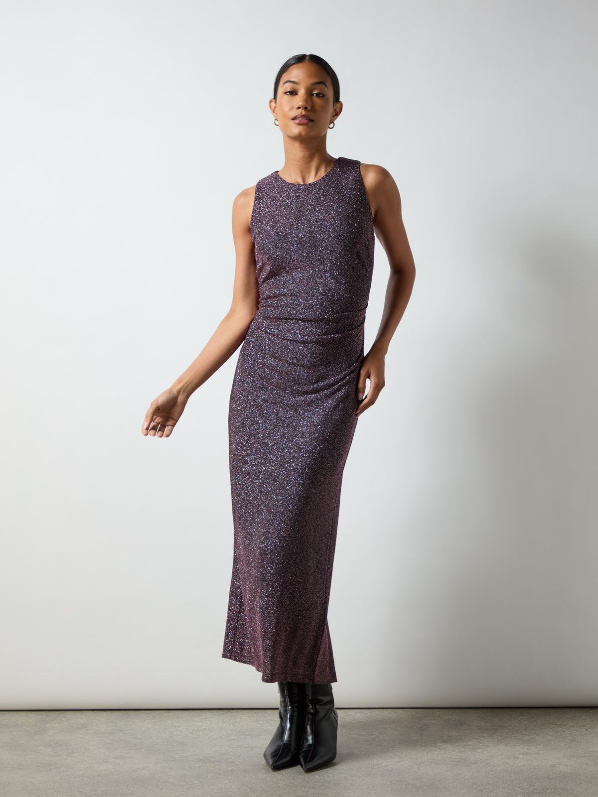 Petite Gabriela Burgundy Super Sparkle Column Midi Dress