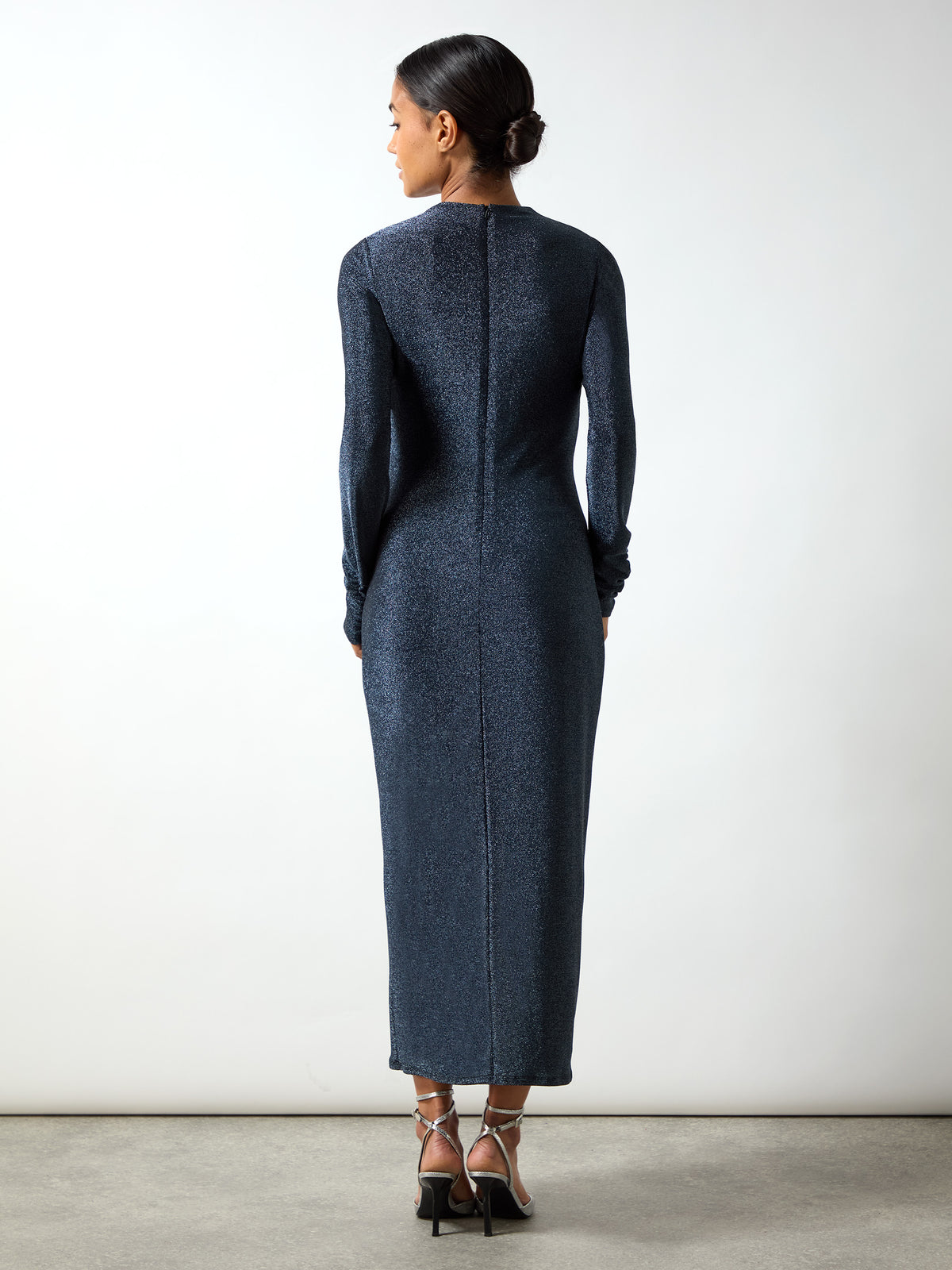 Delilah Navy Sparkle Jersey High Neck Midaxi Dress