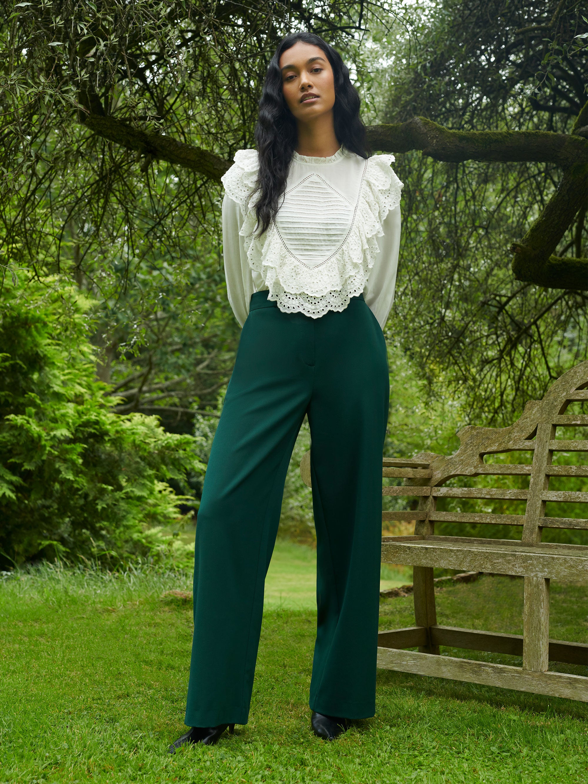 ボトムスその他 Golden  Wide-leg light green wool trousers 70620-group-1?$n_640w$&wid=513