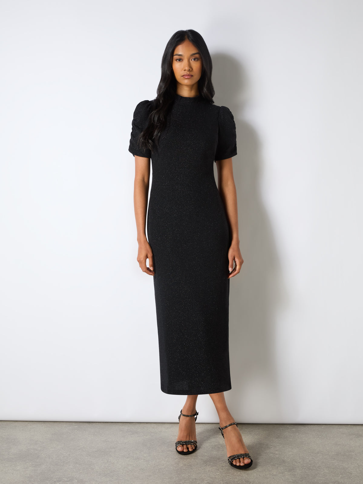 Harriet Black Sparkle Jersey High Neck Dress