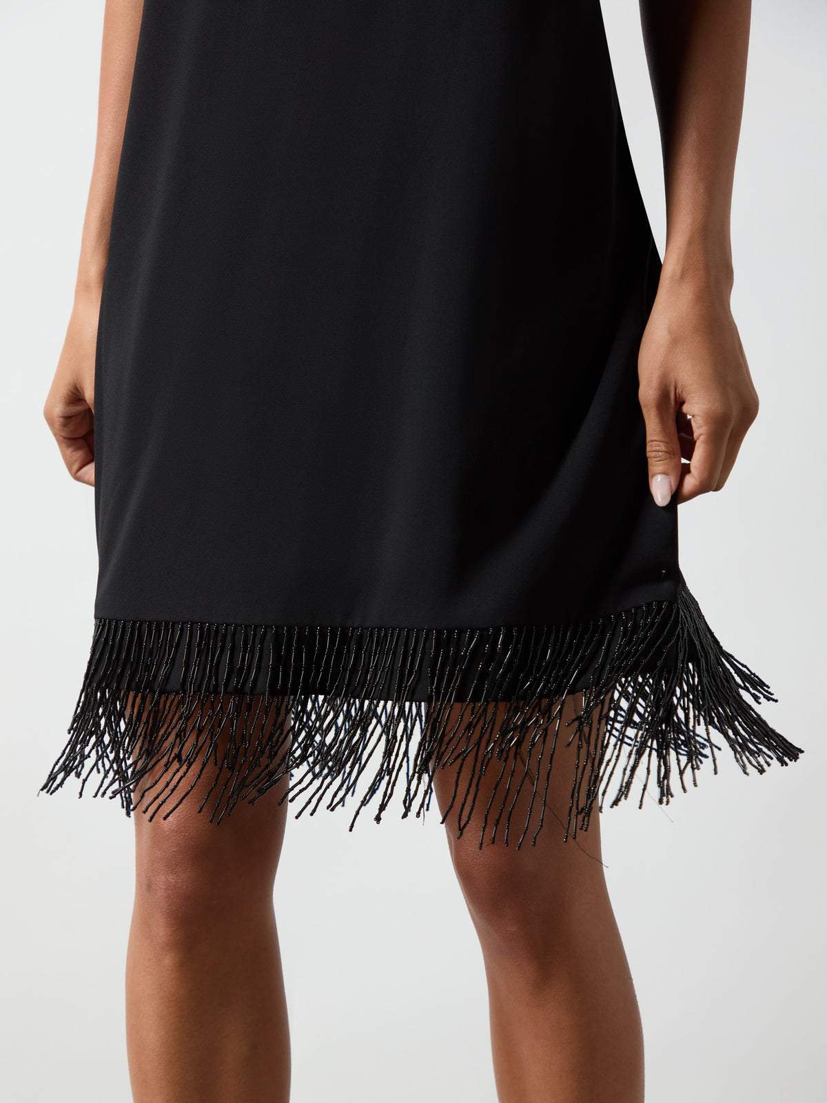 Black Bead Trim Halter Dress