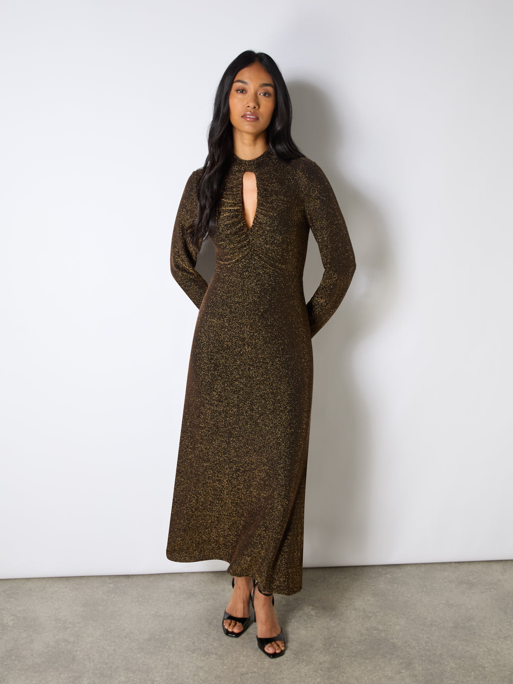 Petite Zara Sparkle Jersey Keyhole Front Dress