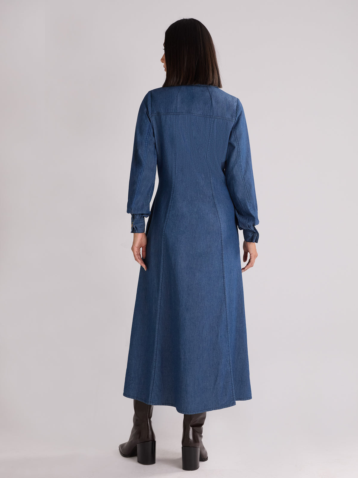 Petite Long Sleeve Denim Shirt Dress