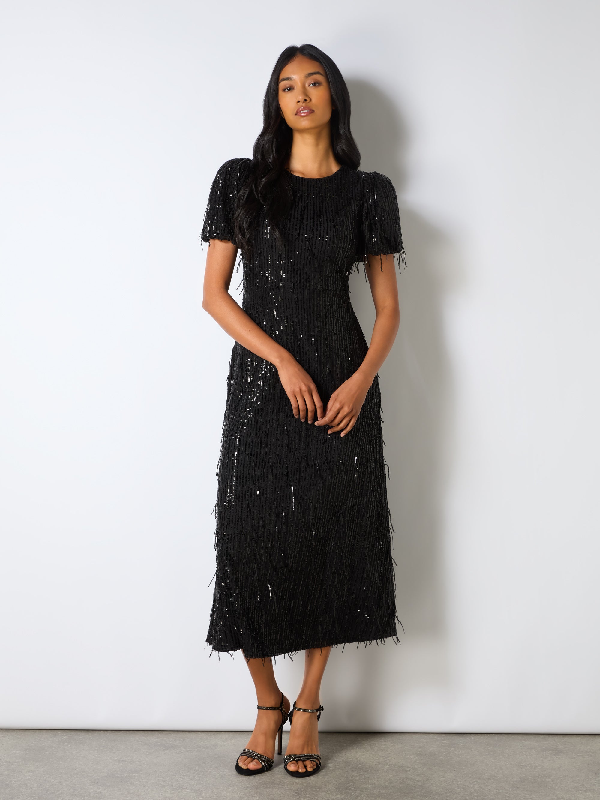 スーツ・フォーマル・ドレス acka / lame fringe puff dress lame fringe puff dress – Acka online store