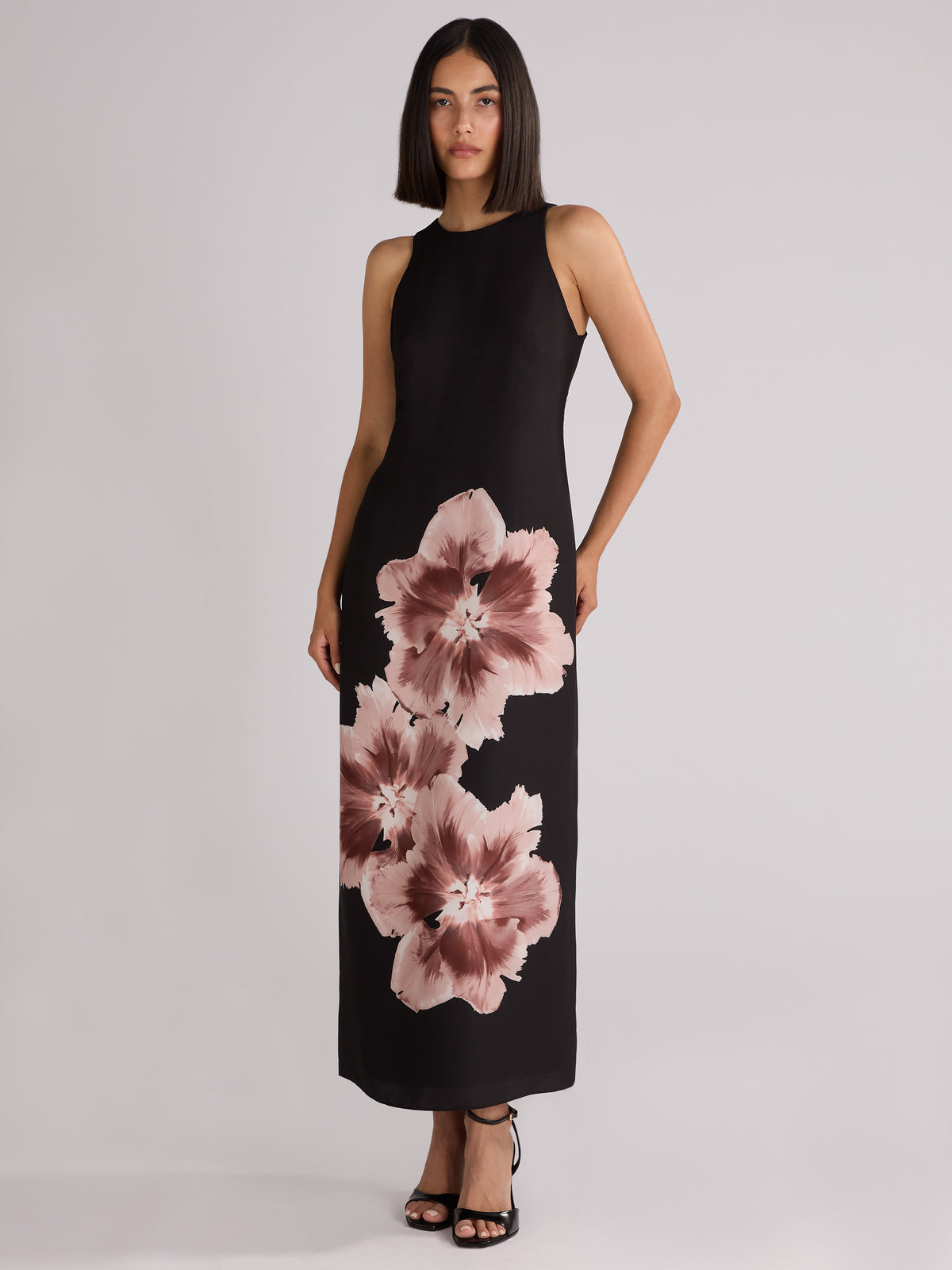 Camilla Mono Floral Print Racer Dress