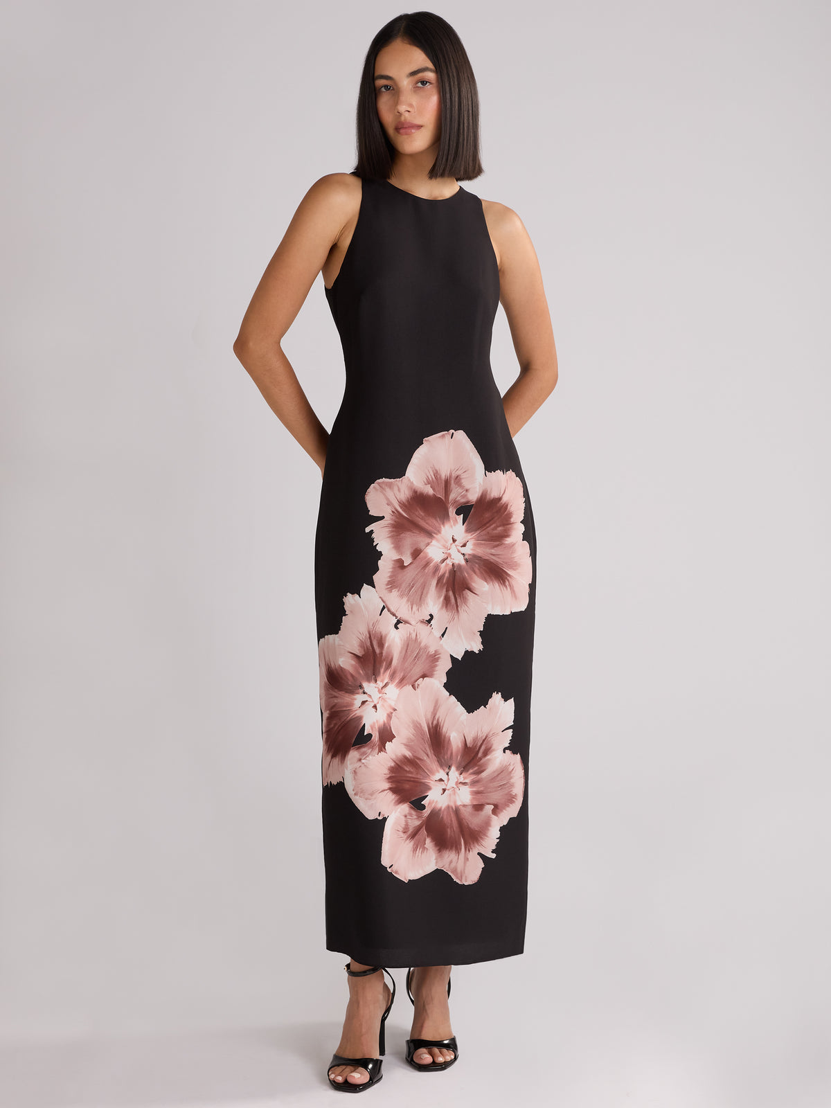 Camilla Mono Floral Print Racer Dress