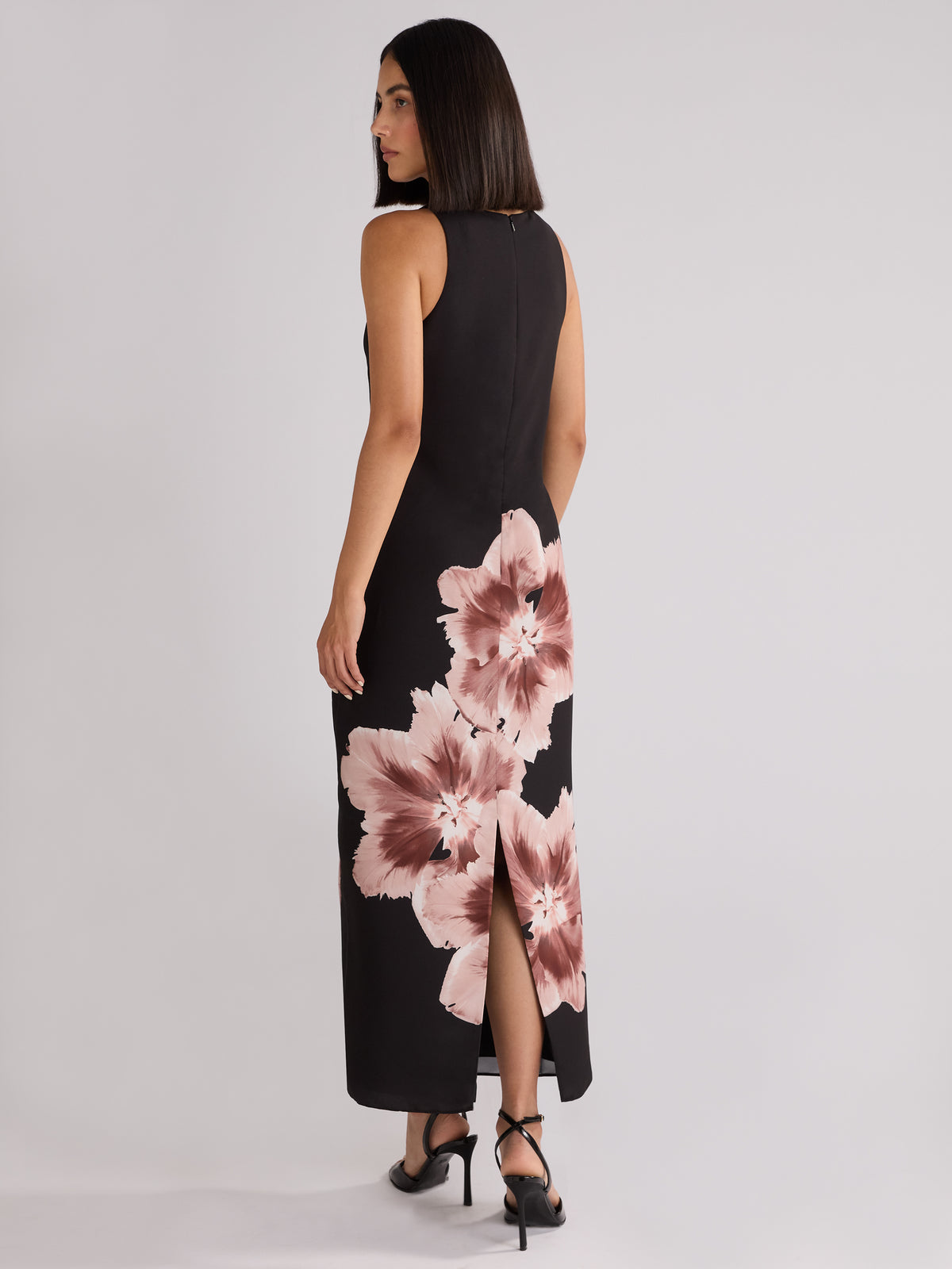 Petite Camilla Mono Floral Print Racer Dress