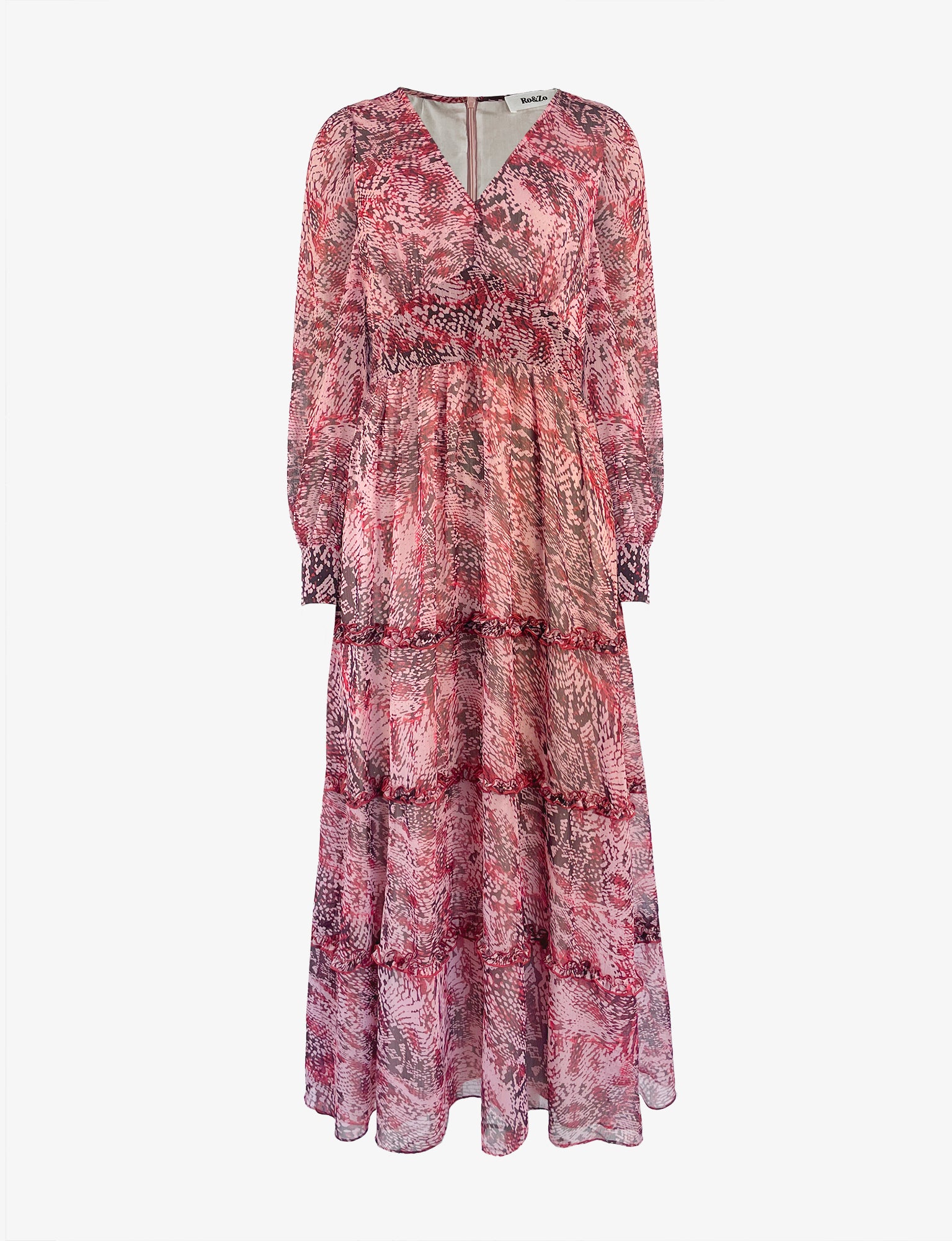 Pink Animal Print Frill Detail Maxi Dress – Ro&Zo