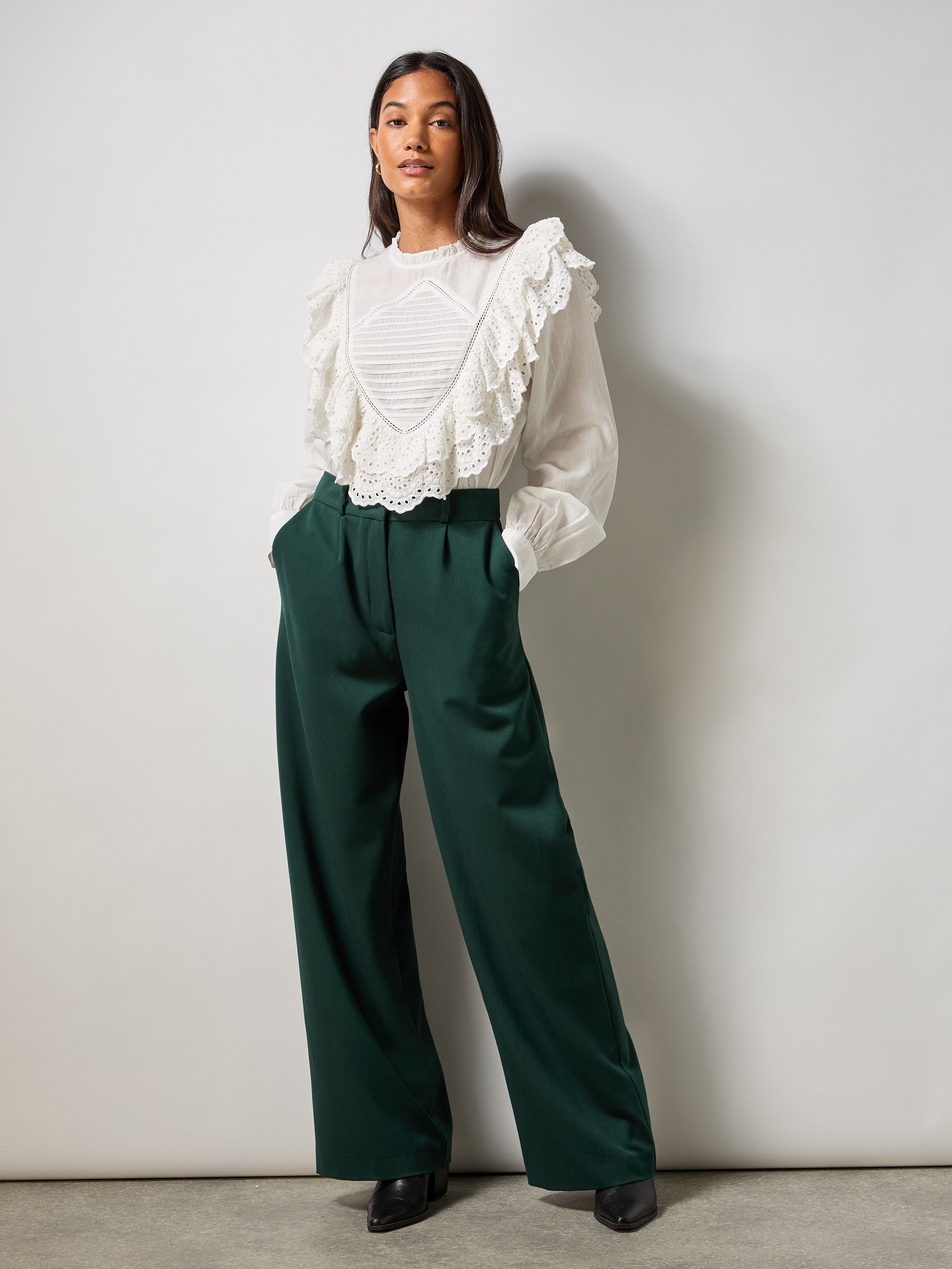 Green Wide Leg Trousers – Ro&Zo