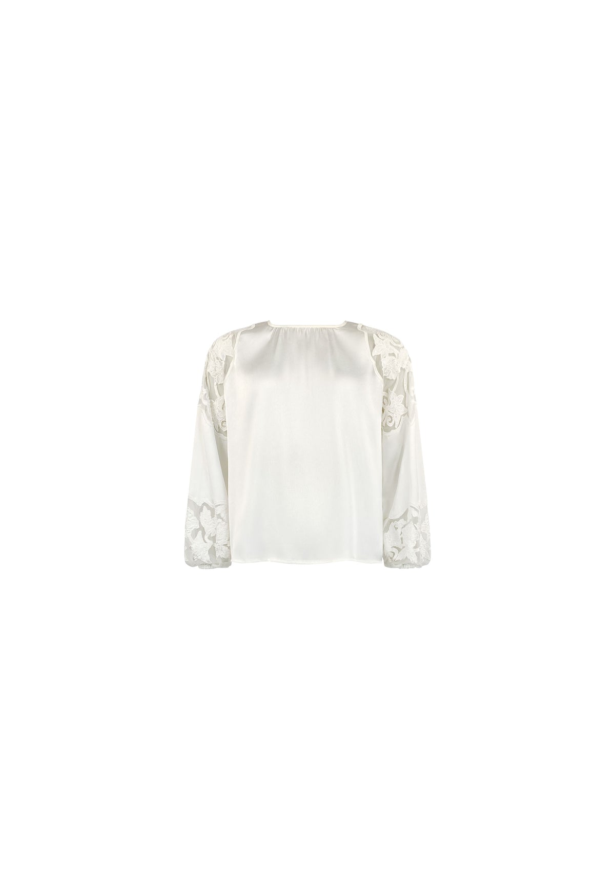 Ivory Satin Lace Insert Blouse