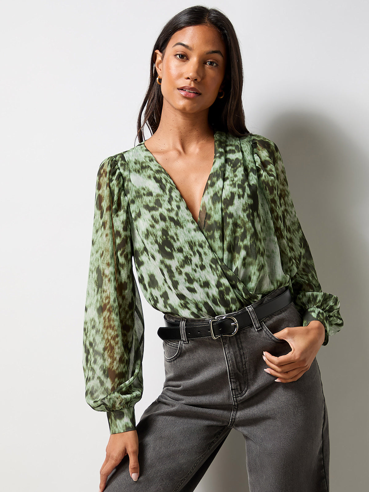 Green Leopard Print Bodysuit