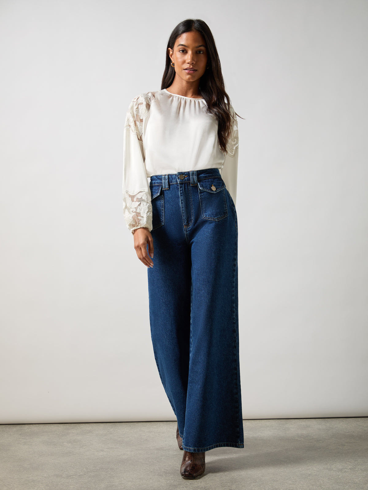 Blue Wide Leg Jeans