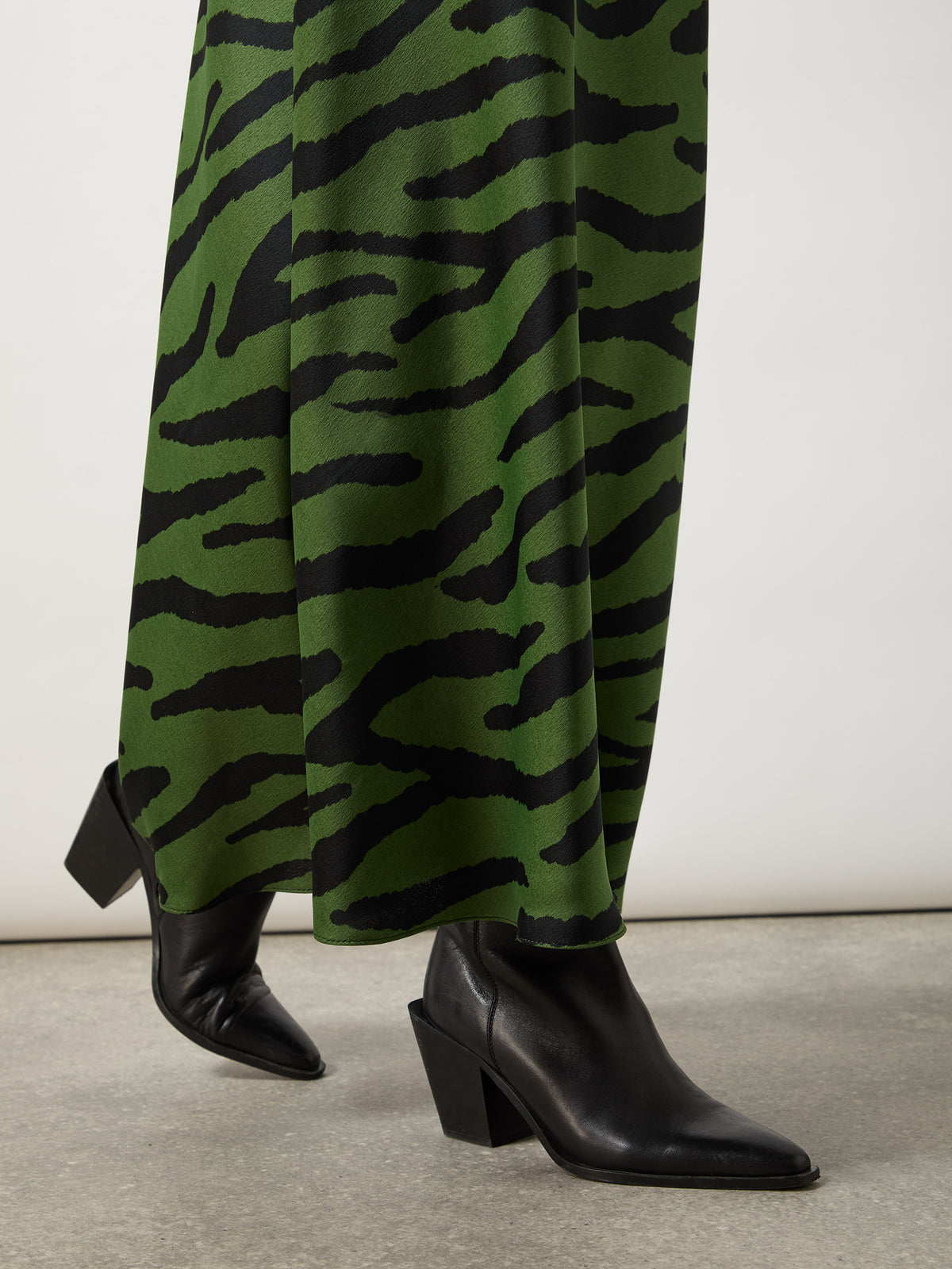 Petite Green Zebra Print Bias Cut Maxi Skirt