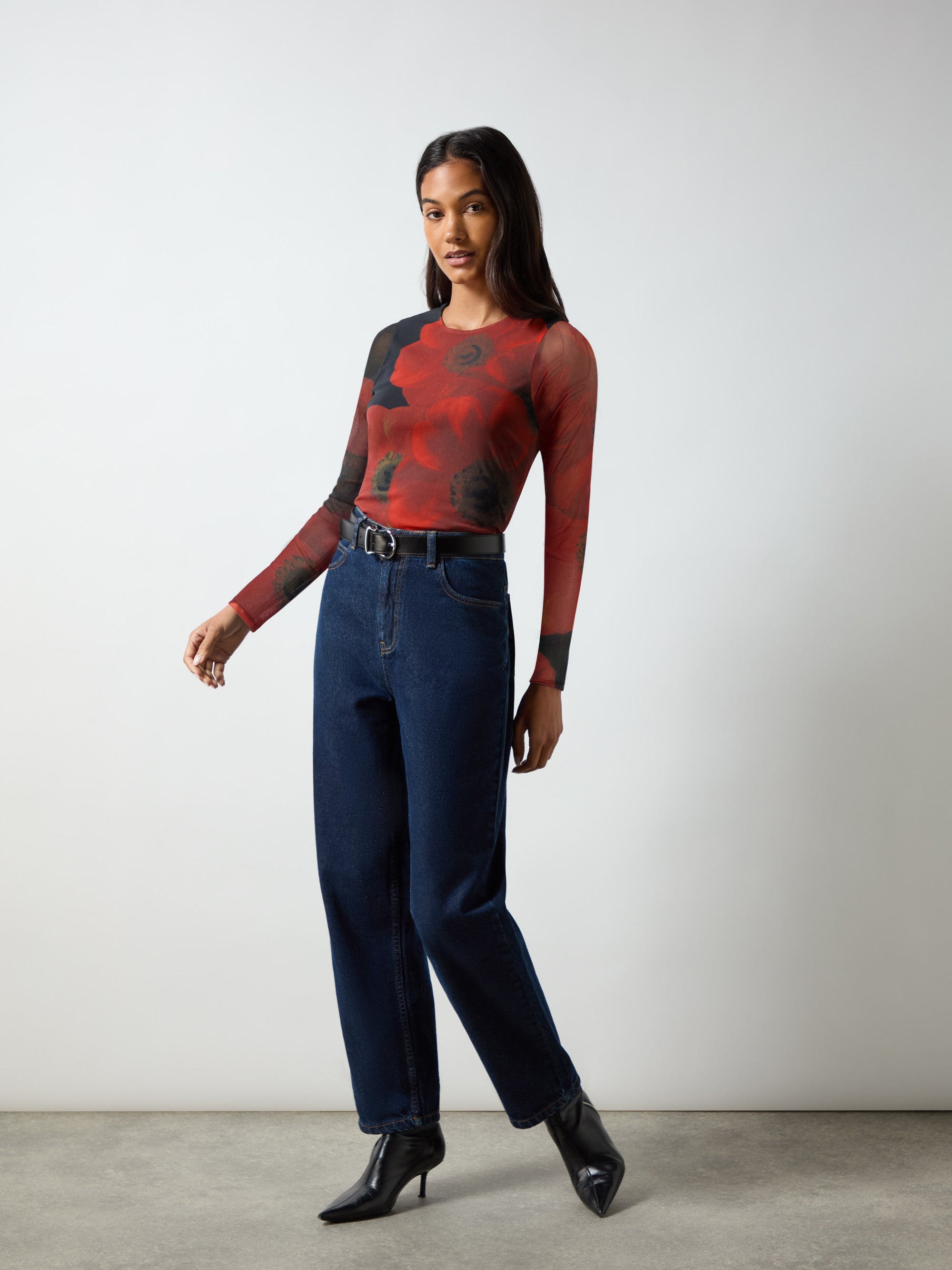 Red Floral Mesh Top – Ro&Zo