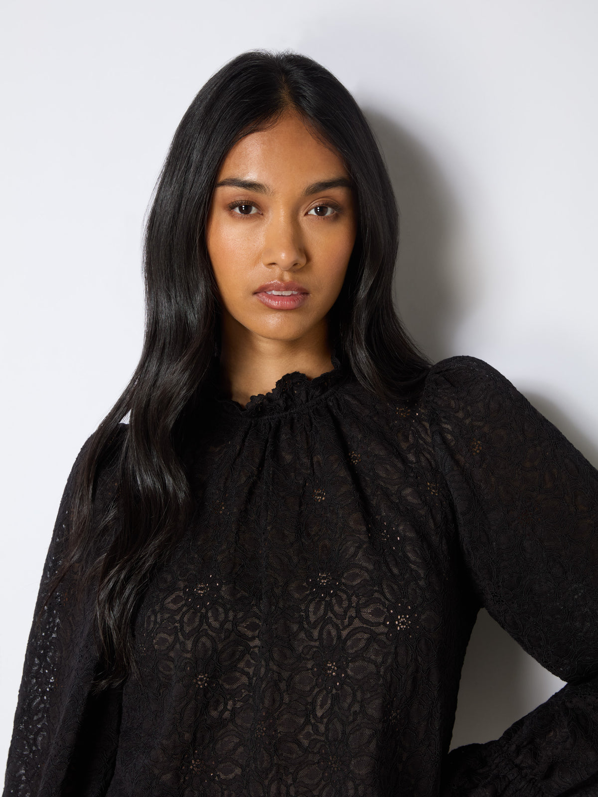 Black Lace Scallop Top