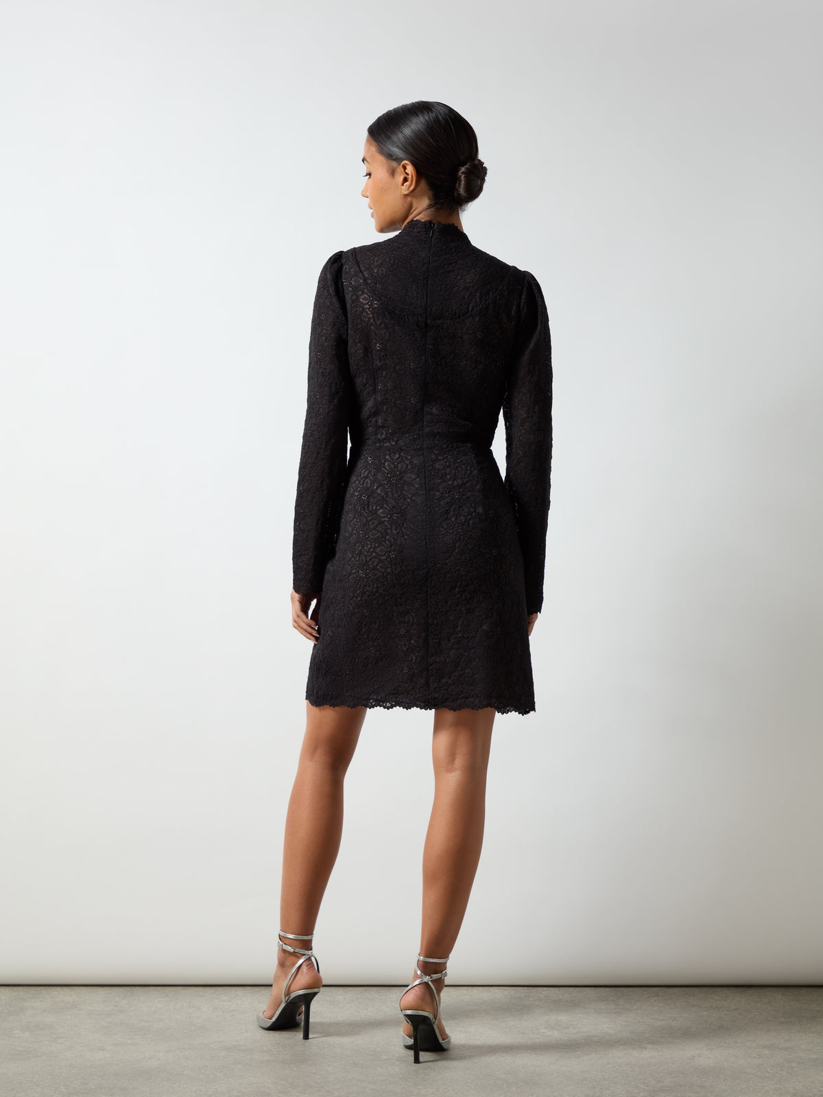 Black Lace Scallop Hem Dress