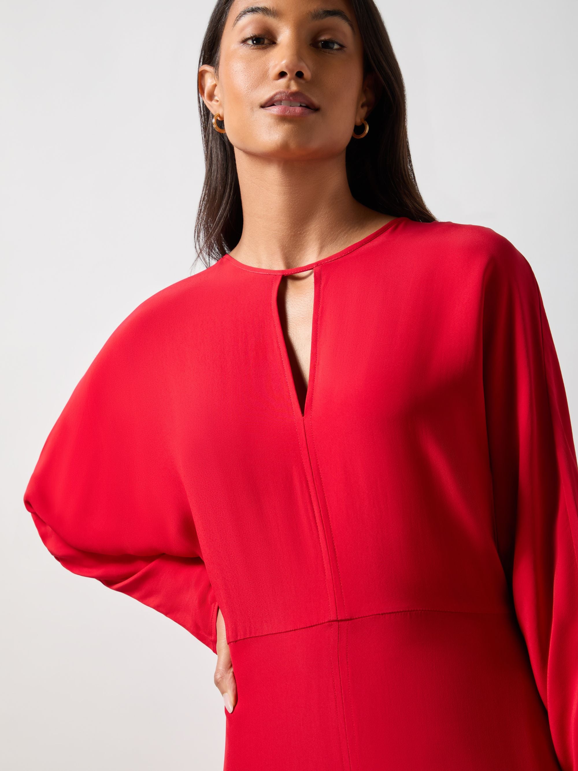 Petite Red Crepe Keyhole Midi Dress Ro Zo