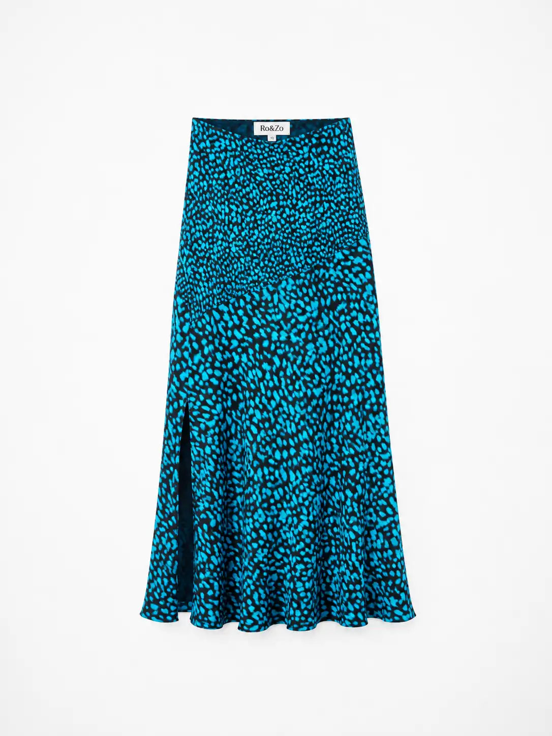 Blue Dash Print Contrast Panel Skirt