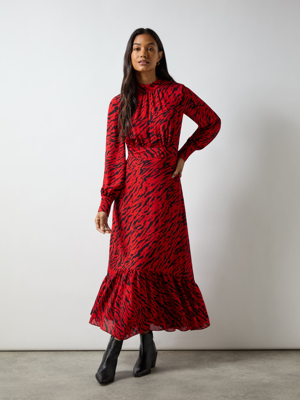 Red Zebra Print Tie Back Midi Dress – Ro&Zo